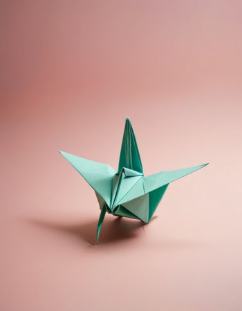Mint Origami Crane on Pinkの素材