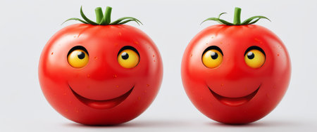 Cute Tomatoes with Happy Facesの素材