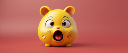 Yellow cartoon hamster with surprised expressionの素材