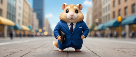Hamster Businessman in Cityの素材