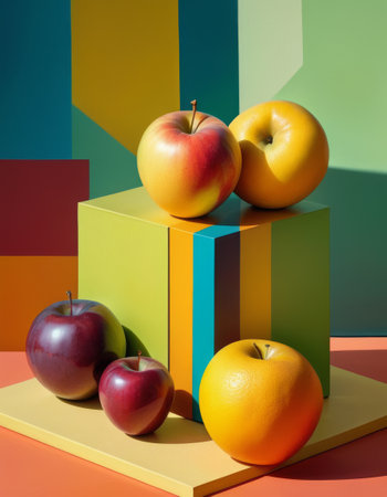 Artistic Still Life with Colorful Applesの素材