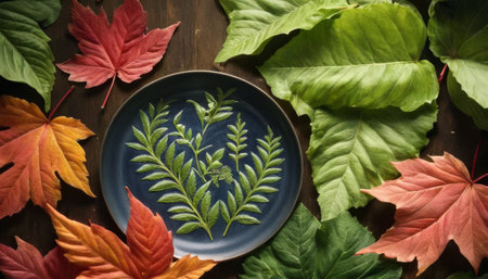 Autumn Leaves on Dark Plateの素材