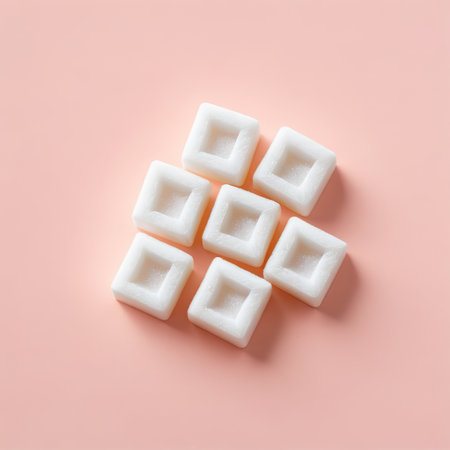 Square-shaped ice cubes on a pastel backgroundの素材