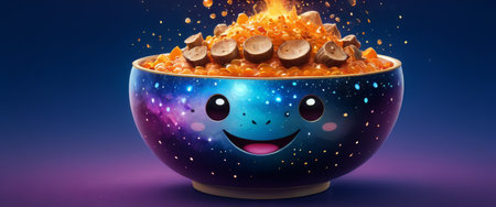 Happy Space-Themed Bowl with Fiery Toppingsの素材