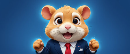 Business Hamster with Suit and Red Tie Illustrationの素材