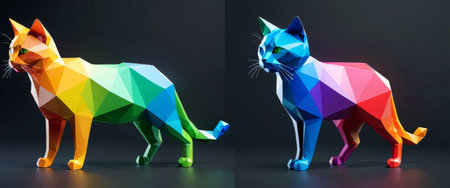 Abstract Multicolor Geometric Catsの素材