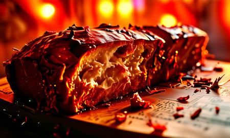 Decadent chocolate-covered cake with rich fillingの素材