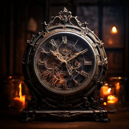 Antique Steampunk Clock with Gears and Candlesの素材