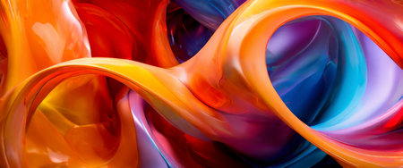 Vivid abstract swirls in bright, fluid colorsの素材