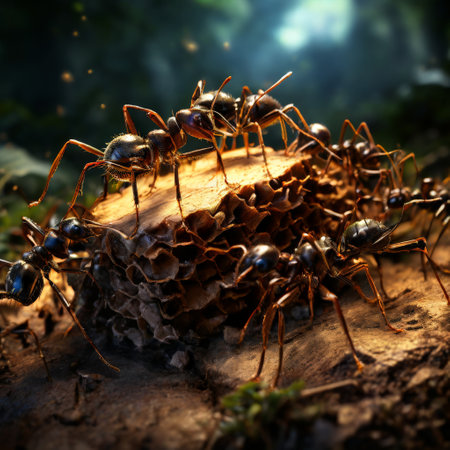 Ants working on a decaying treeの素材