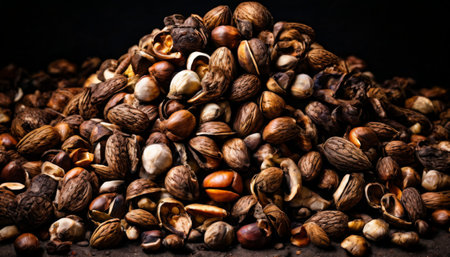 Pile of mixed nuts in shellsの素材