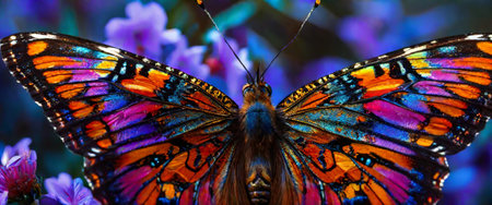 Close-up of vibrant butterfly with colorful wingsの素材