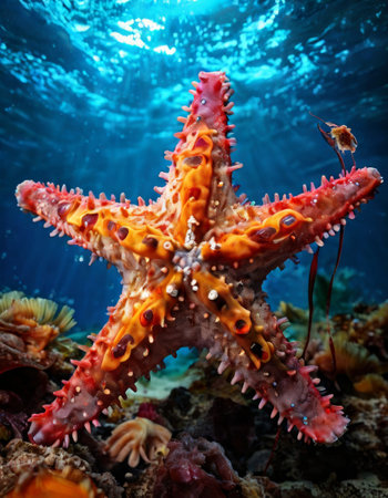 Vibrant starfish in underwater ocean sceneryの素材