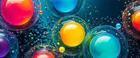 Colorful abstract bubbles in liquid mediumの素材
