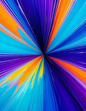 Abstract radial burst of vivid colorsの素材