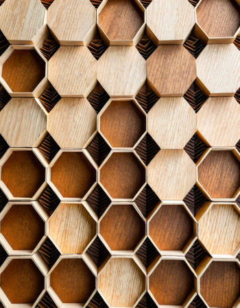 Wooden hexagonal pattern in geometric designの素材