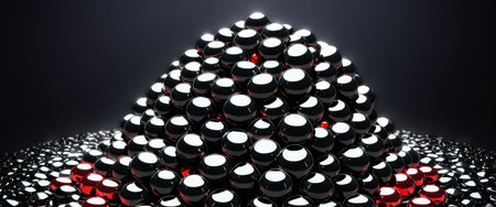 Abstract pyramid of reflective black spheresの素材