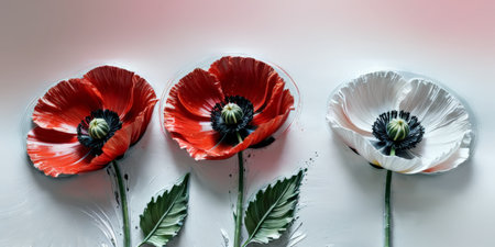 Artistic poppy flowers in vibrant colorsの素材