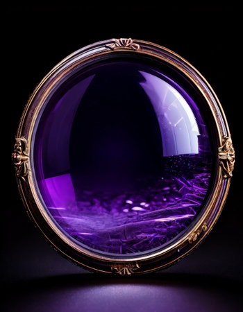 Vintage amethyst magnifying glass with ornate frameの素材