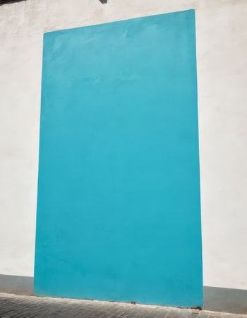 Minimalist turquoise wall on whiteの素材