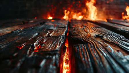 Burning wood with intense flamesの素材