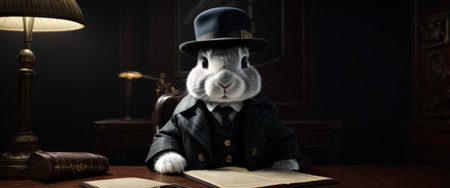Bunny dressed as a vintage detectiveの素材