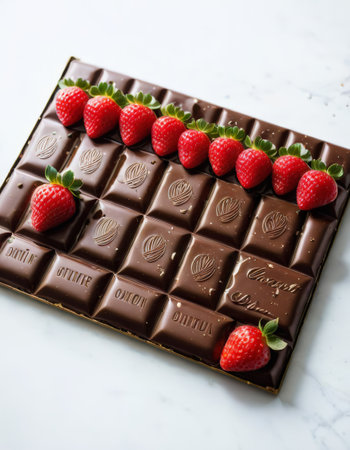 Gourmet chocolate bar with fresh strawberriesの素材