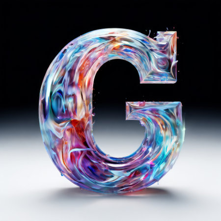 Abstract letter "G" with swirling fluid glass-like designの素材