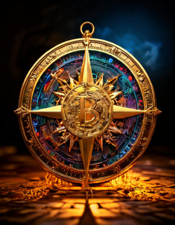 Bitcoin compass navigating the digital currency landscapeの素材