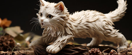 Intricately crafted feline figurine with lifelike detailsの素材