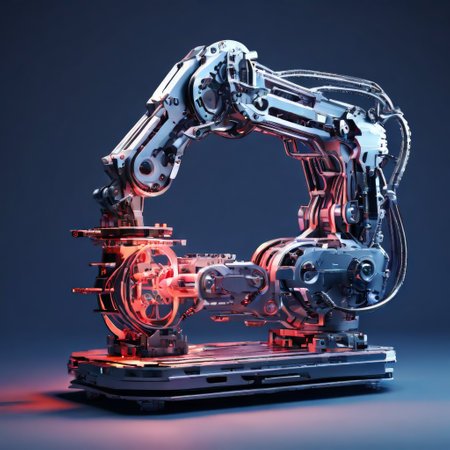 Industrial robotic arm with detailed mechanical componentsの素材