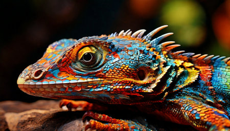 Colorful AI-Generated Image of Lizard with Vibrant Scalesの素材