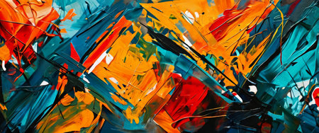 Vibrant abstract painting with dynamic brushstrokesの素材