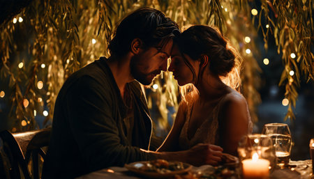 Romantic Dinner Under Twinkling Lightsの素材