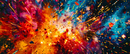 Vibrant explosion of colors and sparksの素材