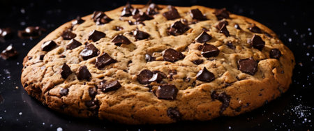 Large chocolate chip cookie with chunky piecesの素材