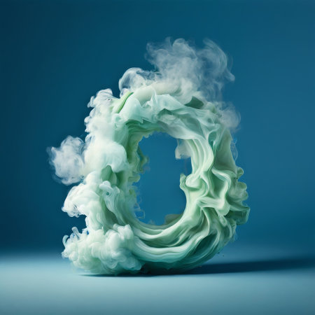 Abstract 3D letter B formed by smoky swirls on dark blue backgroundの素材