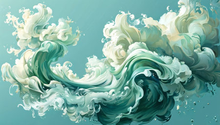 Flowing abstract wave design resembling ocean currents in soft huesの素材
