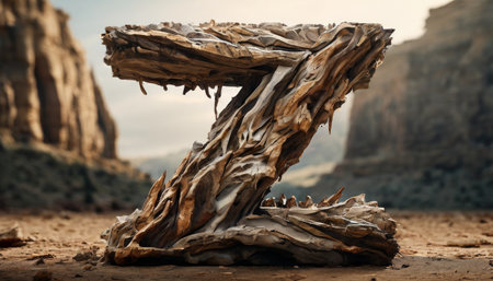 Wooden letter Z amidst rocky desert canyon landscapeの素材