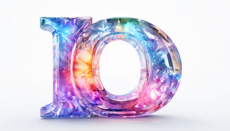 Crystal-inspired number "10" in vibrant pastel colorsの素材