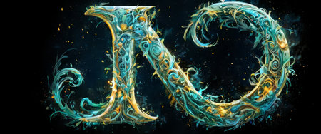 Artistic letter "N" surrounded by intricate floral designs in vibrant colorsの素材