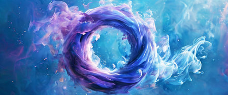 Abstract circular form with swirling purple and blue smokeの素材