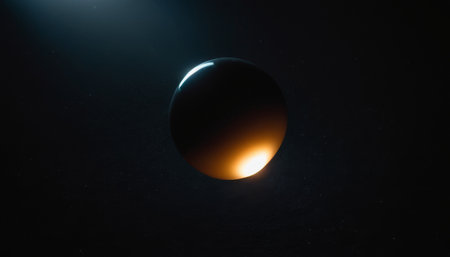 Illuminated sphere in dark space with glowing edgeの素材