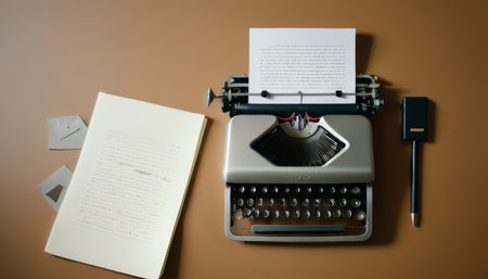 Typewriter and Manuscript on a Neutral Backgroundの素材