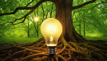 Conceptual Ecology Lightbulb in Forestの素材