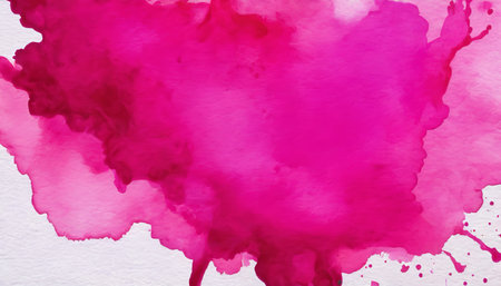 Vibrant pink watercolor splash on textured paper backgroundの素材