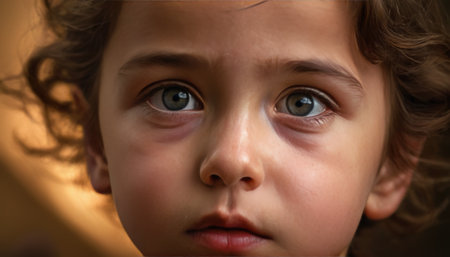 Young Child with Expressive Eyesの素材