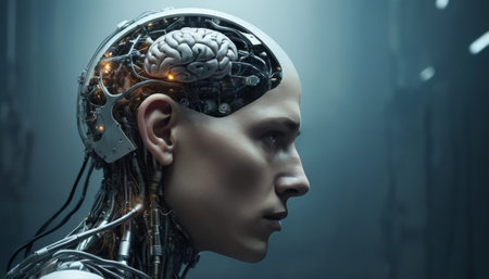 Futuristic Humanoid Robot Profile Viewの素材