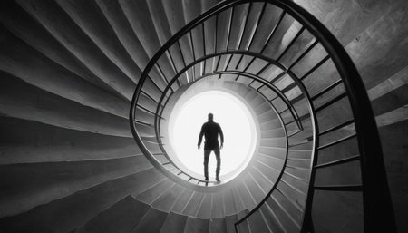 Man at the Top of Spiral Staircaseの素材