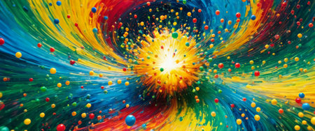 Colorful abstract swirl with paint and spheresの素材